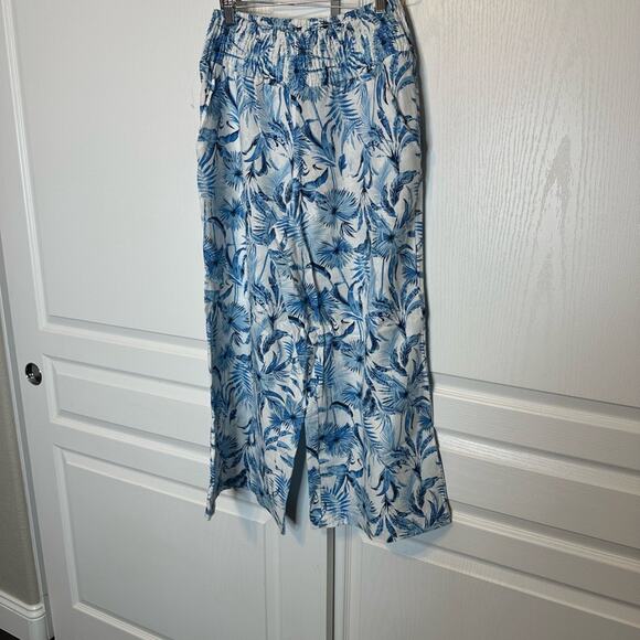 NWOT Tahari linen viscose Blue and White Wide Leg Pants sz M - Picture 1 of 2